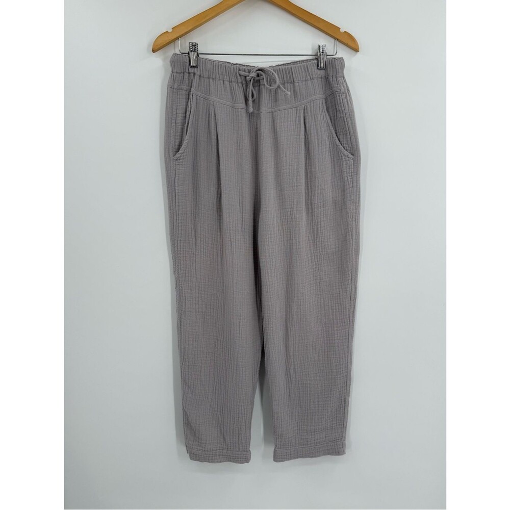 Grade & Gather Cotton Gauze Drawstring Pants | Gray | Medium